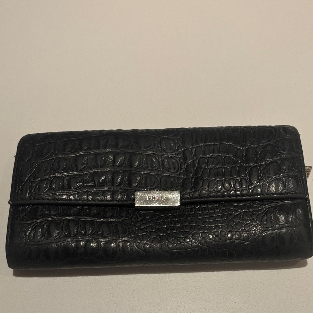 Furla wallet Black Crocodile Embossed Wallet